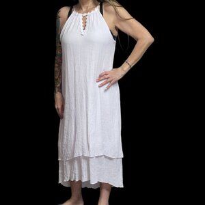 Sz.XL*Mlle Gabrielle*Sleeveless Gauzy White Lined Maxi Dress